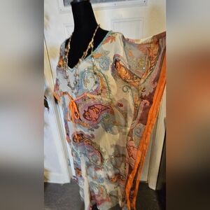 Semi-sheer bohemian paisley dress/cover-up, size medium/large.